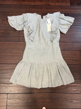 Joie “calinana” Light Gray Ruffle-Trim Casual Dress
